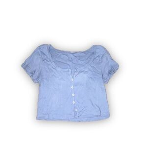Brandy Melville Sky Blue Buttoned Crop Top